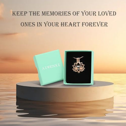 Cremation Jewelry Lotus Flower Urn Necklaces for Ashes Stainless Stell Memorial Ash Pendant Necklaces with Mini Urn Keepsake Ash Jewelry for Men Women Gifts with Funnel Filler Kit - color: Rose-Silver