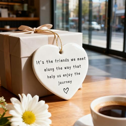 Friends We Meet Along The Way, Firm Friendship - Heart Plaque/Sign, Gifts for Friends | Birthday, Christmas Friendship Gifts for Bestie, Best Friend, Sisters, BFF, Her | Friend Christmas Ornament - color: Friend