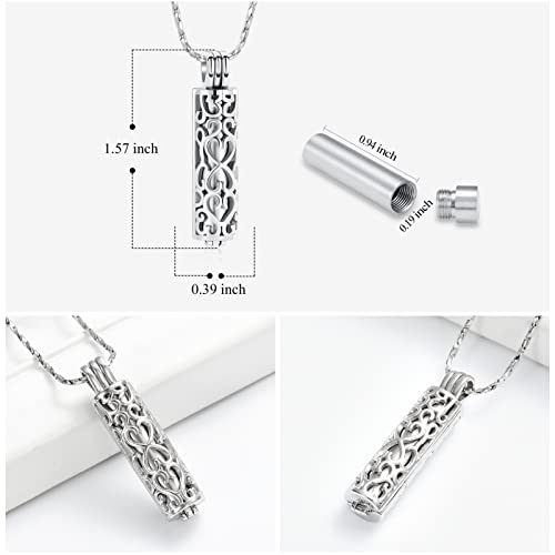 Imrsanl Cylinder Cremation Urn Necklace for Ashes of Loved One - color: Silver