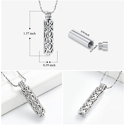 Imrsanl Cylinder Cremation Urn Necklace for Ashes of Loved One - color: Silver