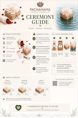 Biodegradable Water Burial Urn Kit - Cruise Approved | Ocean Ashes Scattering Ceremony with Certificate | Eco-Friendly Memorial Urn. (Medium) - size: Medium
