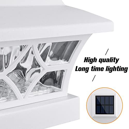 VOLISUN Solar Fence Post Cap Lights, Cool/Warm Modes Outdoor 4Pack, White - color: White, size: 4 Pack