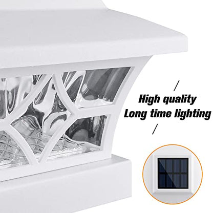 VOLISUN Solar Fence Post Cap Lights, Cool/Warm Modes Outdoor 4Pack, White - color: White, size: 4 Pack