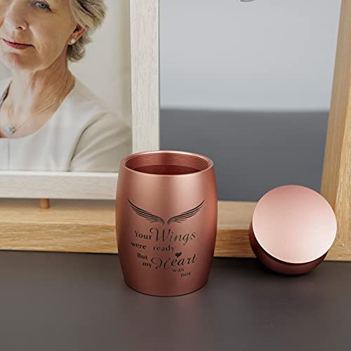 Twotigers Small Metal Rose Gold Keepsake Urns for Human Ashes, with Frame - color: Rose Gold