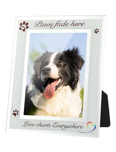 Dog Picture Frame Memorial Gifts, 5x7 Photo Frame for Pet Passing Away Gift, Glass Panel, Loss of Cat, Sympathy, Remembrance, Memory, Paw Print Gift Packaging, Keepsake Card