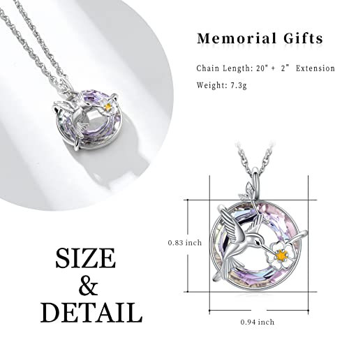 shajwo Hummingbird Urn Necklaces for Ashes - color: Light Purple