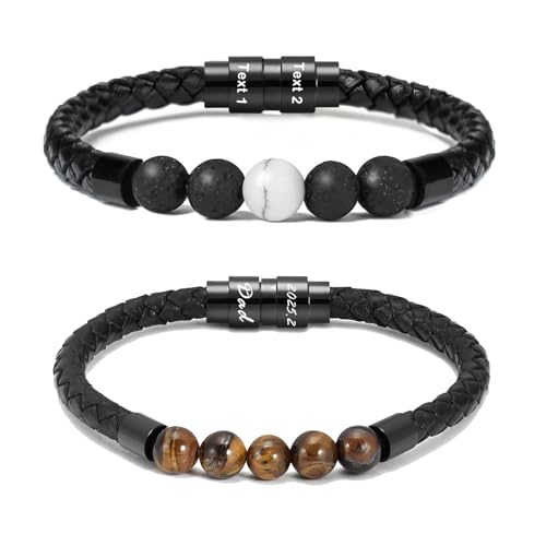 Lava Stone Urn Bracelet for Ashes Cremation Jewelry for Women Men Genuine Leather Memorial Rope Cuff Bangle Braided Bracelets Keepsake Jewelry for Loved Ones with Fill Tool 22cm - color: Customize