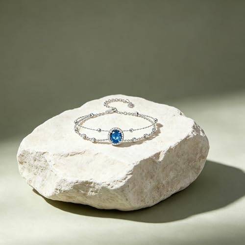 Cremation Urn Bracelets 925 Sterling Silver Double Layered Cremation Ash Bracelet for Ashes with 12 Months Birthstone Urn Jewelry for Women Loved One Animals,Chain Length 7"+2" Extend - color: 09-September