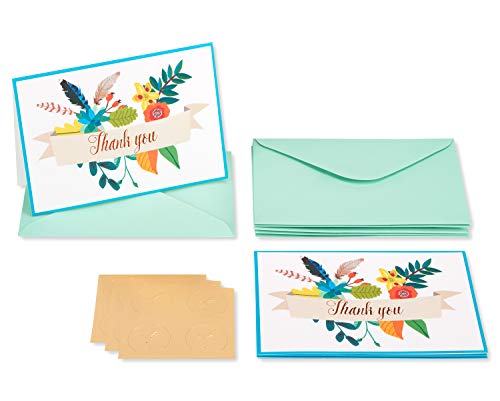 Papyrus Thank You Cards with Envelopes, Floral Banner (12-Count) - color: Floral Banner