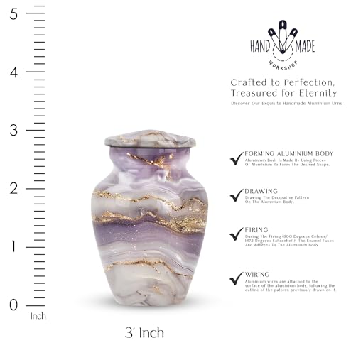 Purple Abstract Urn for Human Ashes - color: Rose Gold Serenity, size: 3 Inch - Pack of 1