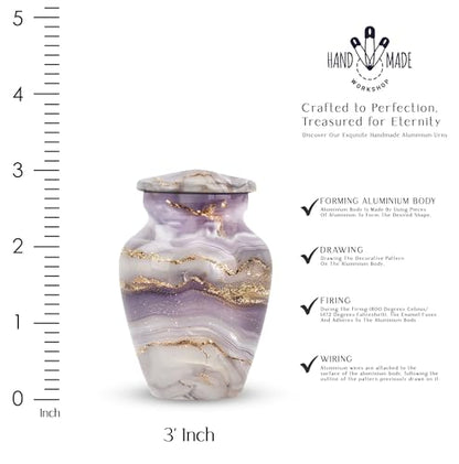 Purple Abstract Urn for Human Ashes - color: Rose Gold Serenity, size: 3 Inch - Pack of 1