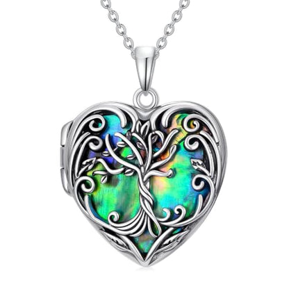 JKR Heart Picture Locket Necklace for Women That Holds Pictures Jewelry | Memorial Necklace with Picture Anniversary Birthday Gift for Women Wife Mom Girlfriend - color: Tree of Life