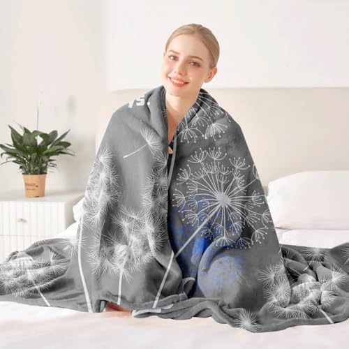 Hugs From Heaven Sympathy Throw Blanket, 50 x 60 Inch, Memorial Bereavement Gift for Loss of Loved One, Dandelion Quote Comfort Blanket for Mom Dad Family Friend, Condolence Remembrance (Heaven)