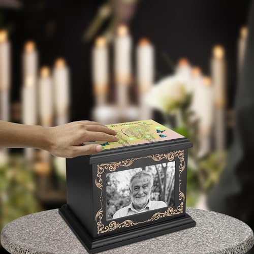ADMLC Cremation Urns for Human Ashes Adult Up to 200 IBS with Photo Frame | 100% Wooden Handcrafted Memorial Keepsake Urn for Ashes,Funeral Burial Caskets Urn Suitable for Male Female Men Women Dad Mom