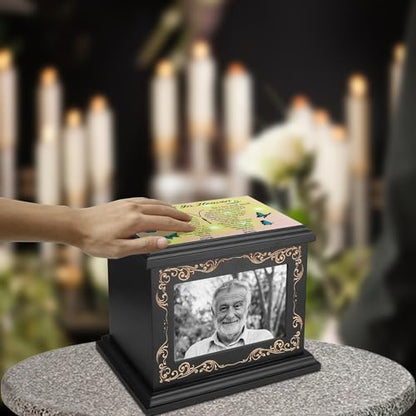 ADMLC Cremation Urns for Human Ashes Adult Up to 200 IBS with Photo Frame | 100% Wooden Handcrafted Memorial Keepsake Urn for Ashes,Funeral Burial Caskets Urn Suitable for Male Female Men Women Dad Mom