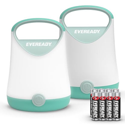 Eveready LED Camping Lantern X-250 (2-Pack), Super Bright Tent Lights, Rugged Water Resistant LED Lanterns, 100 Hour Run-time (Batteries Included), Teal - color: Teal, size: 2-Pack