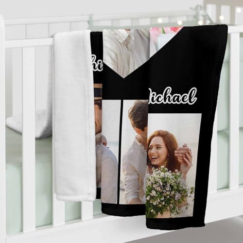 InterestPrint Ship Next DayCustom Couple Blanket with Photo Collage Couple Photo Personalized Photo Blankets for Husband Wife Boyfriend Girlfriend on Valentine's Day Birthday Christmas - color: Couple-color 02