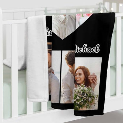 InterestPrint Ship Next DayCustom Couple Blanket with Photo Collage Couple Photo Personalized Photo Blankets for Husband Wife Boyfriend Girlfriend on Valentine's Day Birthday Christmas - color: Couple-color 02