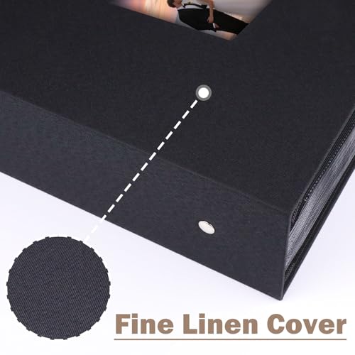 Ruibytree Extra Large Capacity Photo Album 4x6 Pictures 1000 Pockets, Black | Linen Hardcover, Removable Acid-Free Pages, Fits Horizontal & Vertical Photos, Front 4x6 Window, for Family, Wedding & Travel - color: Black