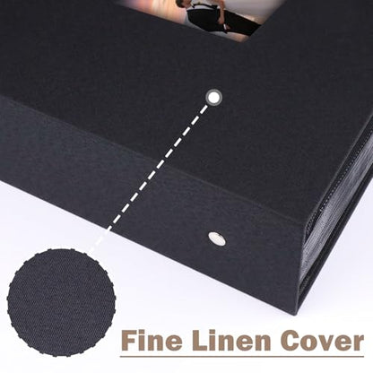Ruibytree Extra Large Capacity Photo Album 4x6 Pictures 1000 Pockets, Black | Linen Hardcover, Removable Acid-Free Pages, Fits Horizontal & Vertical Photos, Front 4x6 Window, for Family, Wedding & Travel - color: Black