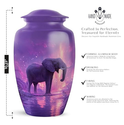 Elephant Cremation Urn for Ashes, Purple Keepsake Urn 10 Inch & 3 Inch - color: Elephant-2, size: combo-1