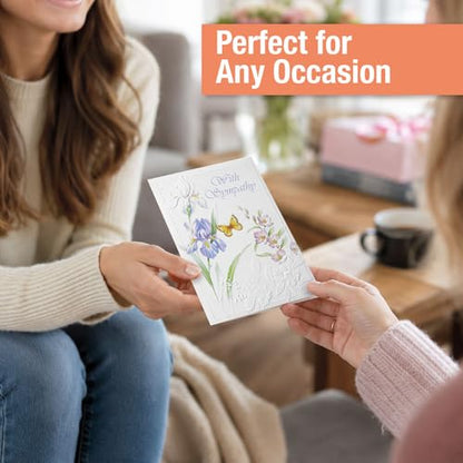Current Deluxe Foil Sympathy Cards with Envelopes- Set of 16 Bulk Assortment II (8 Designs), Large 5" x 7" Condolences Cards, Sentiments Inside, White Envelopes - style: Foil