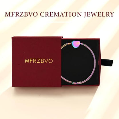 Cremation Jewelry Wing Heart Urn Bracelet for Human Ashes for Women Men Memorial Keepsake Cuff Bangle Bracelet - color: Rainbow