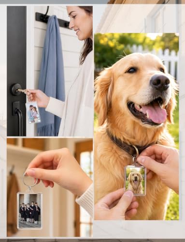 15Pcs Acrylic Photo Keychain Blanks, 2x3in Picture Insert Keychains Holder | For DIY Photo Gift, Clear Keychains