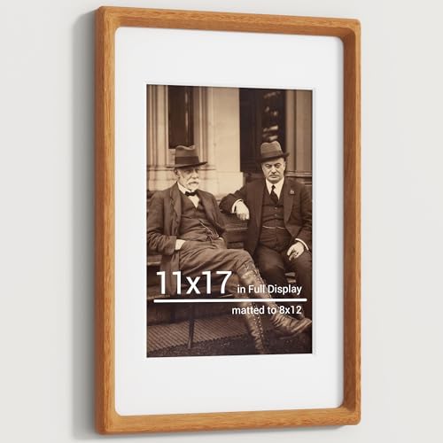Heimlove 11x17 Picture Frames Natural Teak,Original Wood Hand Make Crafted Diploma Frame with Mat to 8x12 Graduation Picture Display,Family Picture,Wedding Picture,Photo,Certificate Wall Mounted - color: Natural Teak, size: 11"x17"|mat to 8"x12"