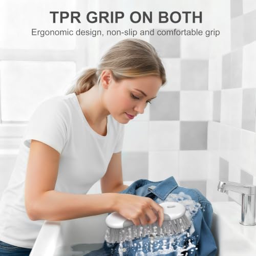SetSail Multi-Purpose Scrub Brush of 2 Pack, Gray | Stiff Bristles Cleaning Brush with Non-Slip Grip Heavy Duty Scrub Brushes for Cleaning Bathroom Kitchen Tile Bathtub Sink - color: Gray