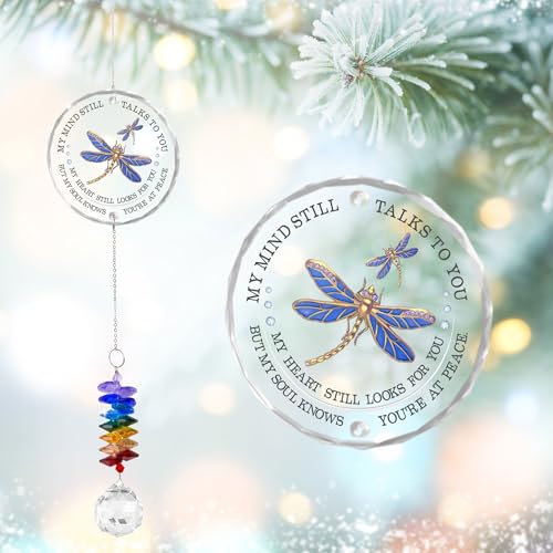Memorial Suncatcher Ornament - Sympathy Gift for Loss of Loved One - Crystal Rainbow Maker - Bereavement Keepsake - Hanging Crystal Decor - Loss of Family Friend Pet - color: Dragonfly Memorial