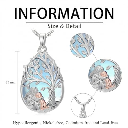Tree of Life Urn Necklace for Ashes/Pet Cremation Teardrop Moonstone Necklace Pendant Jewelry Gifts for Mom Wife Women Birthday Christmas Memorial Day - color: Dog Urn Necklace
