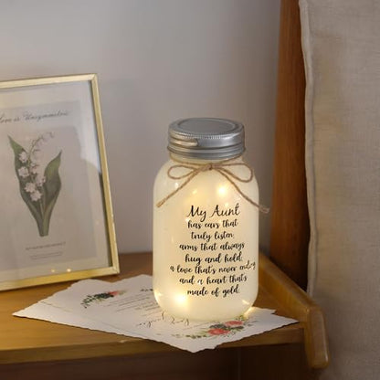 Maracco Aunt Gifts from Niece Nephew, Mason Jar Night Lights Birthday Gifts for Aunts, Auntie Gift Ideas, Best Aunt Ever Gift, Great Favorite Auntie Mason Jar (30oz) - color: Clear