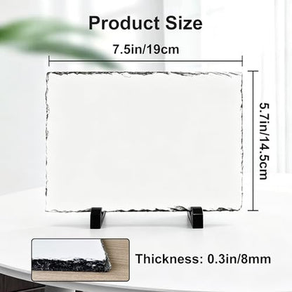 6 Pcs Sublimation Slate Blanks 7.5"x5.7", Sublimation Plaque Photo Slate Rock Stone Picture Frame Blanks Bulk with Display Stand for Gifts Memorials Desktop, Individually Packaged, Rectangular - size: 6"x8"(6 pcs)