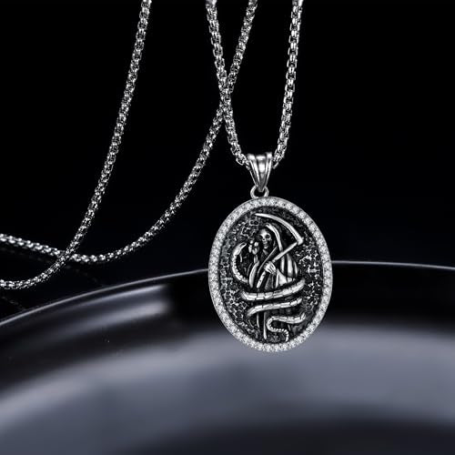 925 Sterling Silver Patron Saint Necklace Amulet Miraculous Medal Pendant Jewelry for Men Women with Friendship Talisman Travel Inspirational Gifts - color: black-E