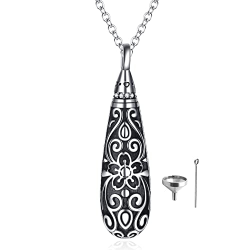 Sterling Silver Flower Tree Life Cremation Urn Necklace for Women - color: Tear *Cherry