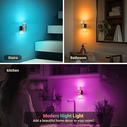 JandCase Night Lights Plug into Wall 2 Pack Color Changing Night Light Kids - color: Gold-RGB, size: 2 Pack