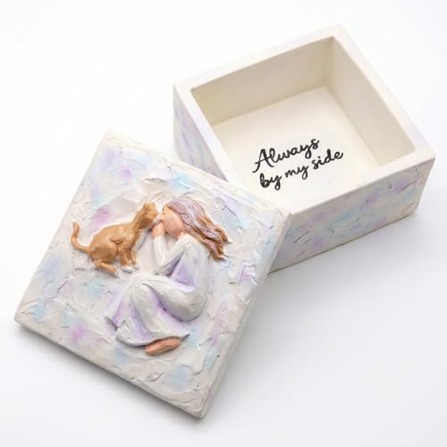 Pet Memorial Gifts for Loss of Dog Cat - Sympathy Keepsake Box with Hidden Message Inside, Small Resin Memory Box for Fur Tags, Sentimental Gift for Women - style: Pet Lover