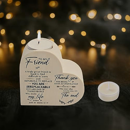 Wooden Candle Holders-to My Friend,You are IRREPLACEABLE, Thank You for Being My Unbiological Sister.Women Female Girl Friends Personalized Custom Friendship Birthday Gift - color: Friend（2）