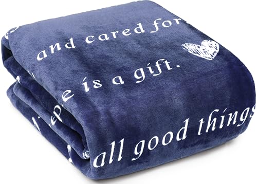 Compassion Blanket (Brand)- Strength Courage Super Soft Warm Hugs, Get Well Gift Blanket Plush Healing Thoughts Positive Energy Love & Hope (Blue, 50 x 60 Fleece) - color: Blue, size: 50 x 60 Fleece