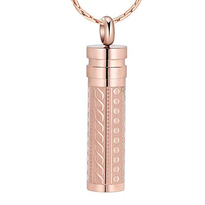 constantlife Cremation Jewelry for Ashes Openable Pill Case Urn Necklace Keepsake Perfume Memorial Pendant Locket Charm Accessories - color: Rose Gold