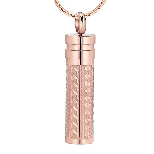 constantlife Cremation Jewelry for Ashes Openable Pill Case Urn Necklace Keepsake Perfume Memorial Pendant Locket Charm Accessories - color: Rose Gold