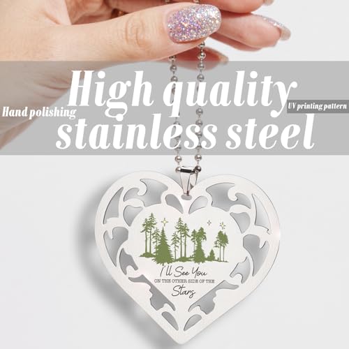 Memorial Heart Ornament “I’ll See You on The Other Side of The Stars” Stainless Steel Heart Sympathy Gift Remembrance Hanging Sign Loss Keepsake Tree Decoration Hanging Ornaments S2X49 - style: Memorial Heart3