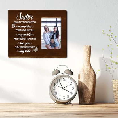 Memory Gifts for Loss of Sister,Condolences Sympathy Memorial Gifts for Loss of Sister Loved One,You Are Always by Myside Sister Wood Picture Frame - style: sister-1