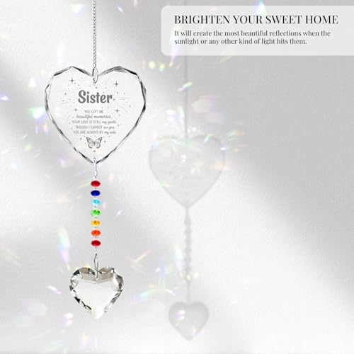 Hegelda Memorial Gifts for Loss of Sister Crystal Suncatcher | Sympathy Gifts for Loss of Sister Bereavement Funeral Condolence Gifts for Grieving Besitie Sister BFF - style: SISTER