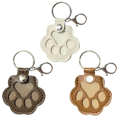 3 Pcs Pet Hair Fillable Keychain | Cat Paw Shaped Leather Keychain For Collecting Cat And Dog Hair,Pet Memorial Gifts for Bag Purse Paw Charm Key Holder.