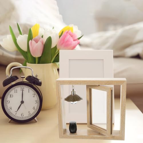 Kichvoe Rotating Memorial Picture Frame with Small Urn for Ashes 4X6 Inch Wooden Tabletop Keepsake Frame for Human Ashes