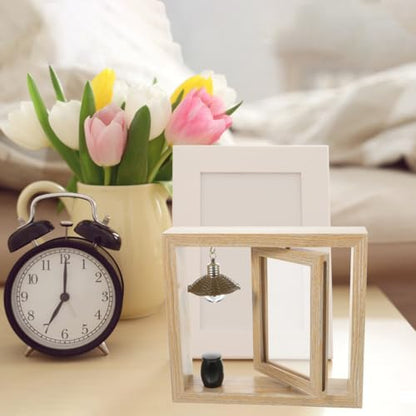 Kichvoe Rotating Memorial Picture Frame with Small Urn for Ashes 4X6 Inch Wooden Tabletop Keepsake Frame for Human Ashes