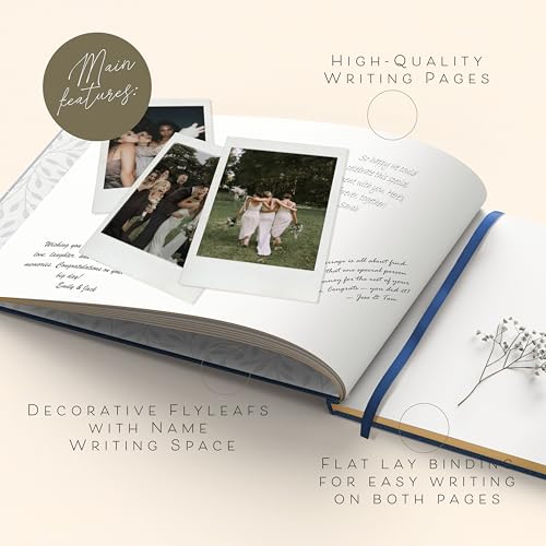 Custom 2026 Wedding Guest Book for Reception — Gold-Foiled Navy Guestbook to Sign in, Elegant Baby Shower Guest Book for Party & Birthday — Photo & Polaroid Guest Book for Wedding & Bridal Shower - size: Est. 2026
