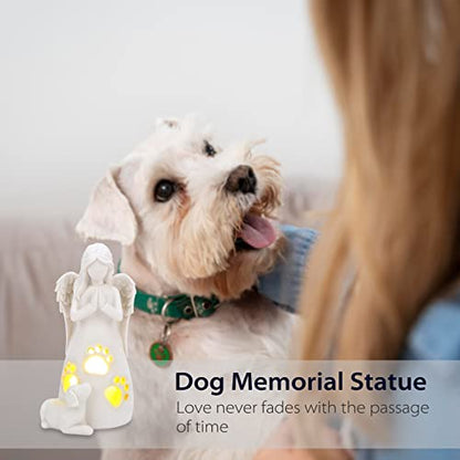 BEARAE Loss of Dog Sympathy Gift, Dogs Memorial Gifts, Pet Loss Candle Holder Figurine Statue, Dog Passing Away Statue Remembrance Gift, Puppy Angel Figurine for Dogs Owners - color: White #2